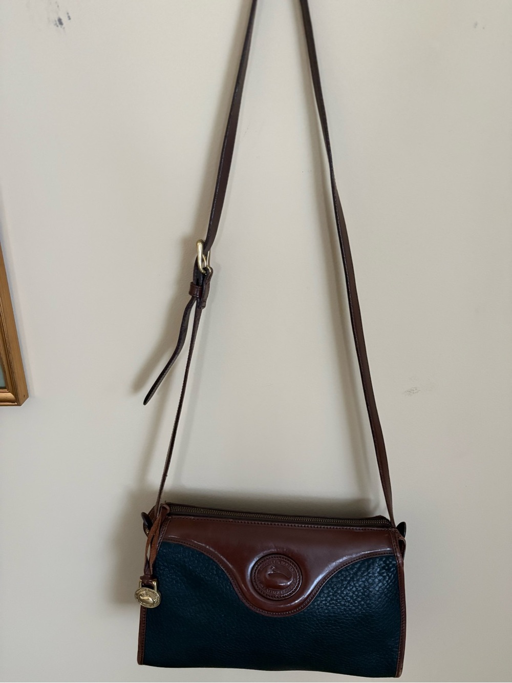Dooney & Bourke Brown and Dark Green Leather Crossbody Bag